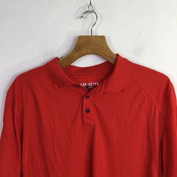Ariat Mens Tek Heat Series Golf Polo Shirt Short Sleeves Stretch Red Size Large - Picture 2 of 15